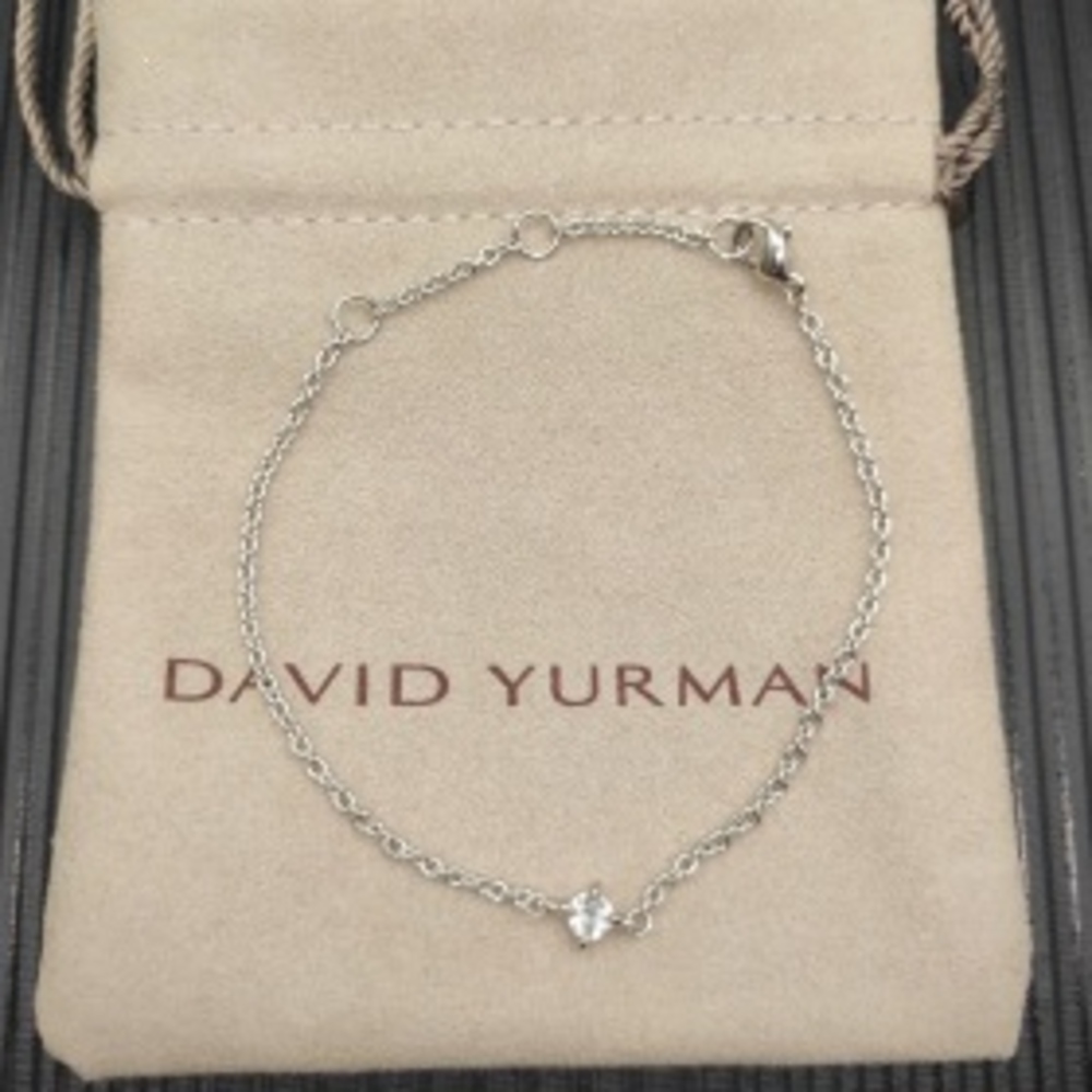 💎David Yurman💎Sterling‑Silver Dainty Single Diamond Bracelet